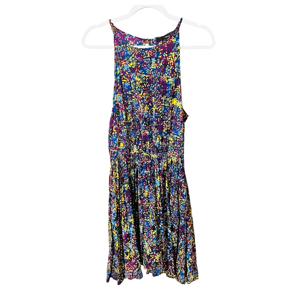Aqua Multicolor Abstract Mini Dress